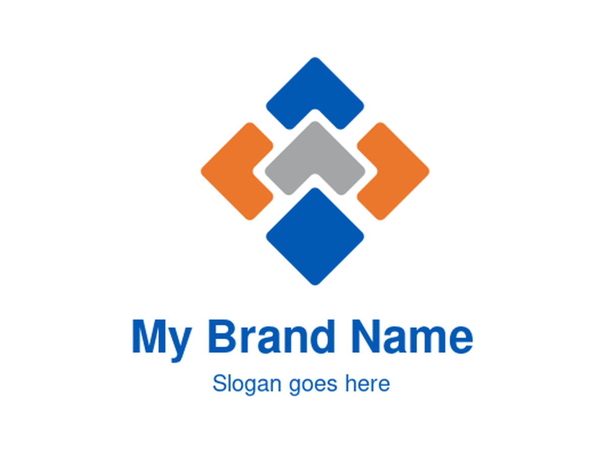 Modern Abstract Diamond Shape Logo with Blue, Orange, and Gray Rhombus for Technology, Consulting, or Construction Companies